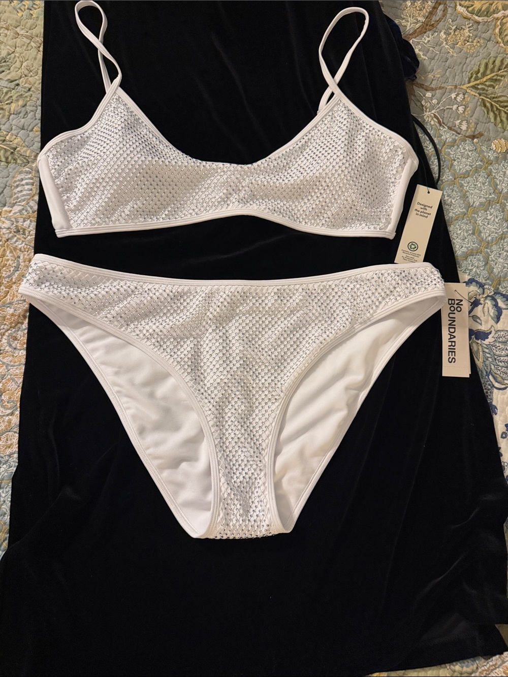 No Boundaries White Textured Bikini Set